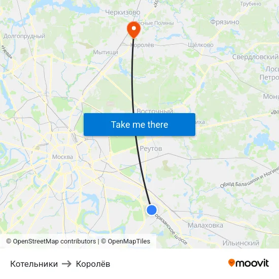 Котельники to Королёв map