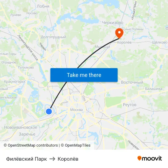 Филёвский Парк to Королёв map