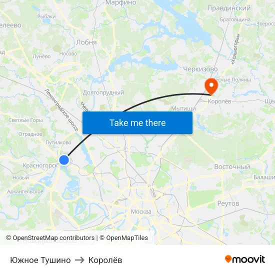 Южное Тушино to Королёв map