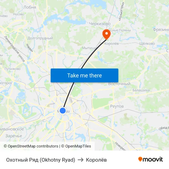 Охотный Ряд (Okhotny Ryad) to Королёв map