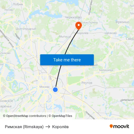 Римская (Rimskaya) to Королёв map