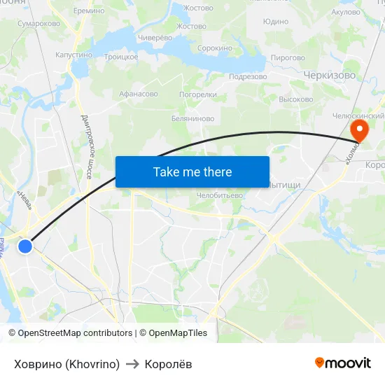 Ховрино (Khovrino) to Королёв map