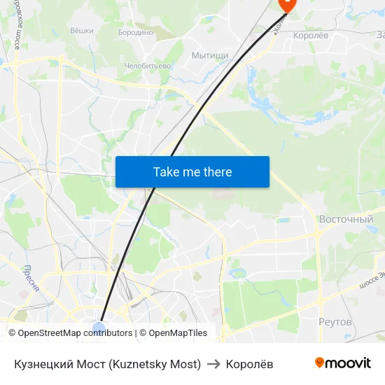 Кузнецкий Мост (Kuznetsky Most) to Королёв map
