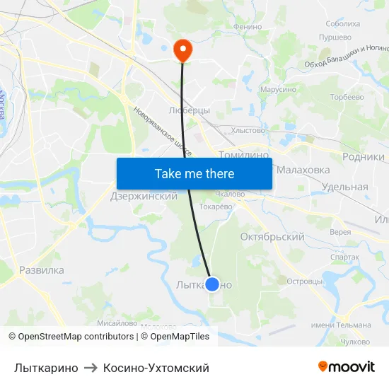 Лыткарино to Косино-Ухтомский map