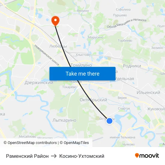 Раменский Район to Косино-Ухтомский map