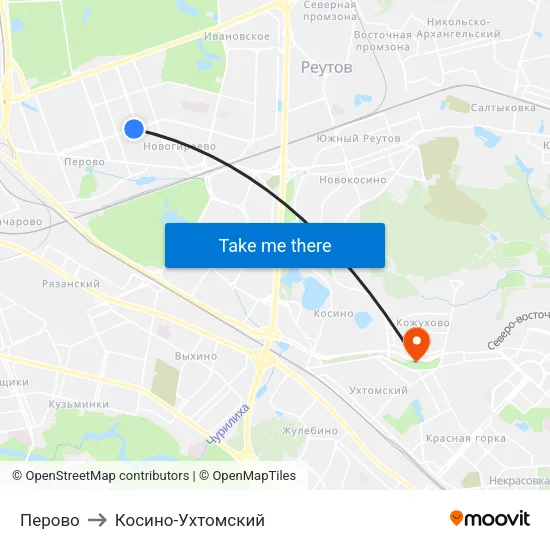 Перово to Косино-Ухтомский map