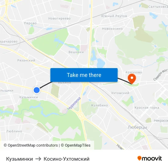 Кузьминки to Косино-Ухтомский map