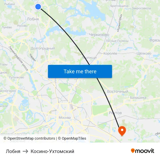 Лобня to Косино-Ухтомский map