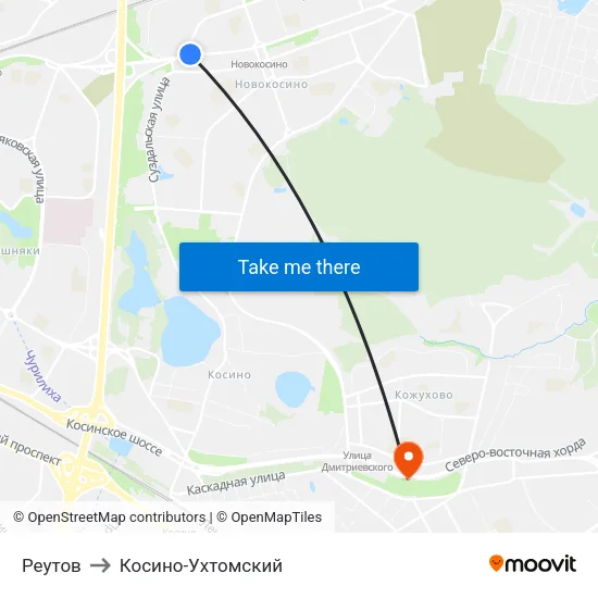 Реутов to Косино-Ухтомский map