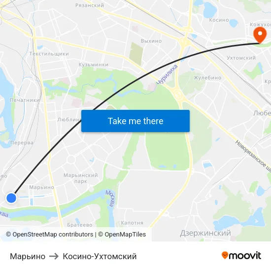 Марьино to Косино-Ухтомский map