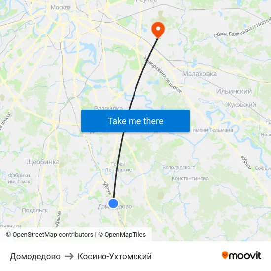 Домодедово to Косино-Ухтомский map