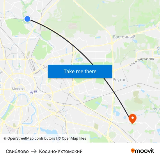 Свиблово to Косино-Ухтомский map