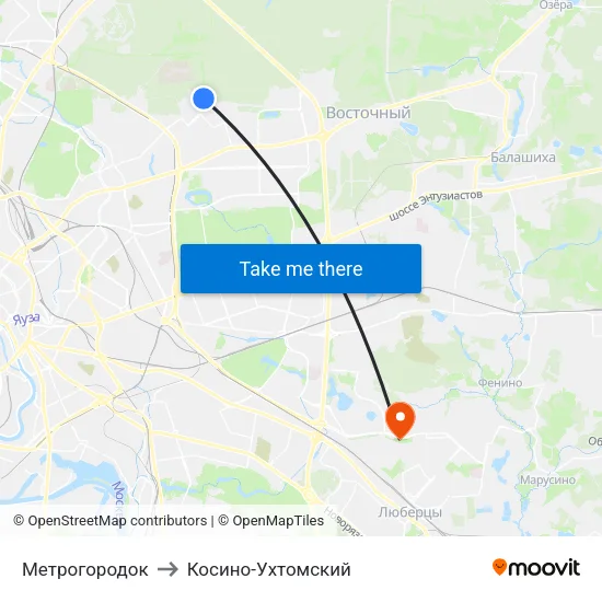 Метрогородок to Косино-Ухтомский map