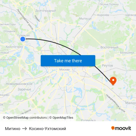 Митино to Косино-Ухтомский map