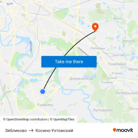 Зябликово to Косино-Ухтомский map