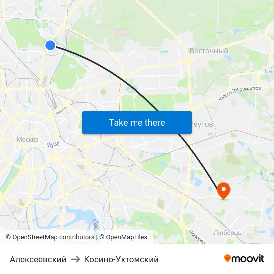 Алексеевский to Косино-Ухтомский map