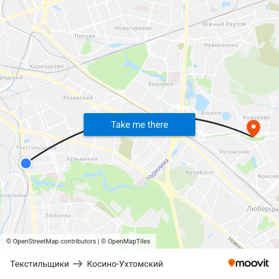 Текстильщики to Косино-Ухтомский map