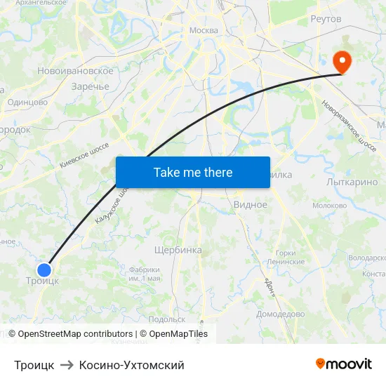 Троицк to Косино-Ухтомский map