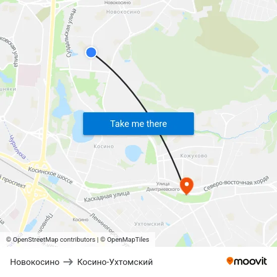 Новокосино to Косино-Ухтомский map