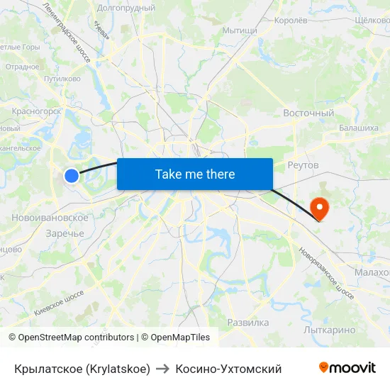 Крылатское (Krylatskoe) to Косино-Ухтомский map