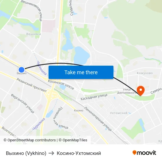 Выхино (Vykhino) to Косино-Ухтомский map