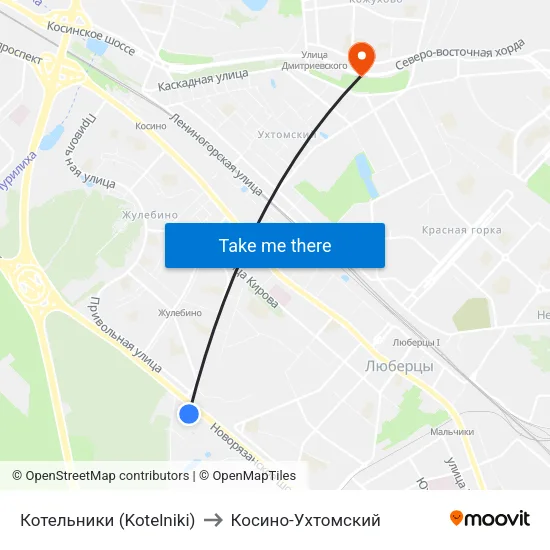 Котельники (Kotelniki) to Косино-Ухтомский map