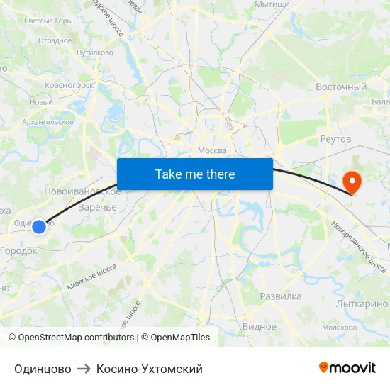 Одинцово to Косино-Ухтомский map