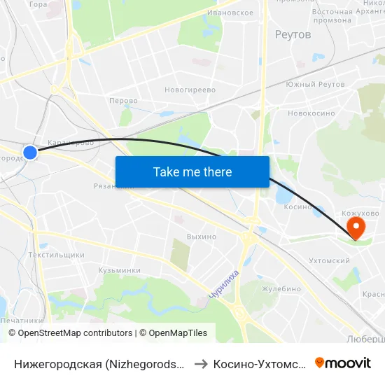Нижегородская (Nizhegorodskaya) to Косино-Ухтомский map