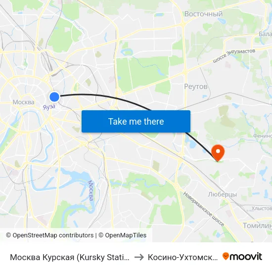 Москва Курская (Kursky Station) to Косино-Ухтомский map