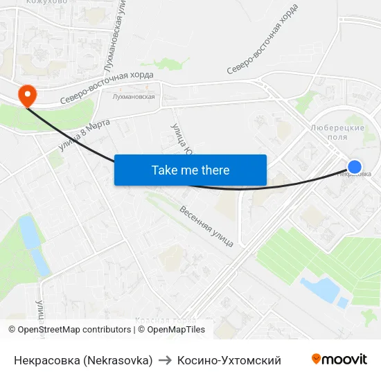 Некрасовка (Nekrasovka) to Косино-Ухтомский map