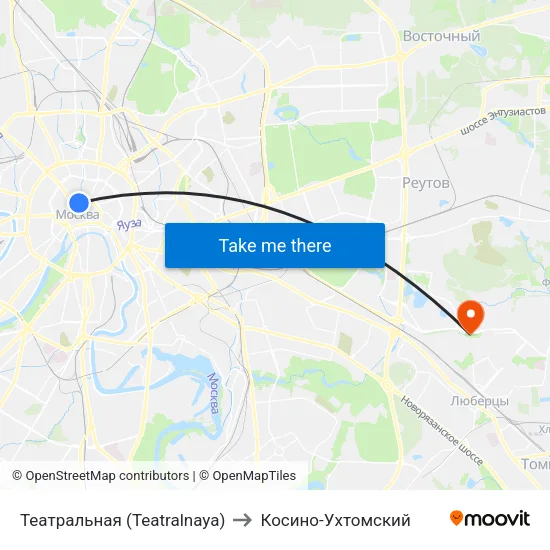 Театральная (Teatralnaya) to Косино-Ухтомский map