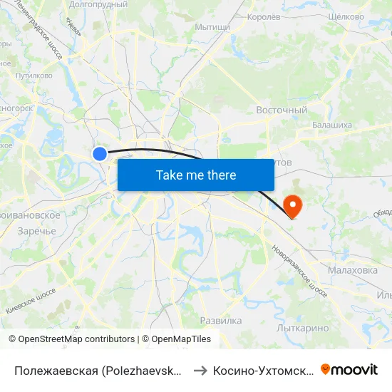 Полежаевская (Polezhaevskaya) to Косино-Ухтомский map