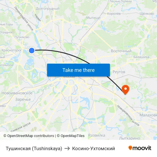 Тушинская (Tushinskaya) to Косино-Ухтомский map