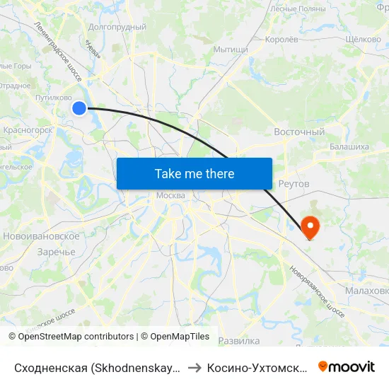 Сходненская (Skhodnenskaya) to Косино-Ухтомский map