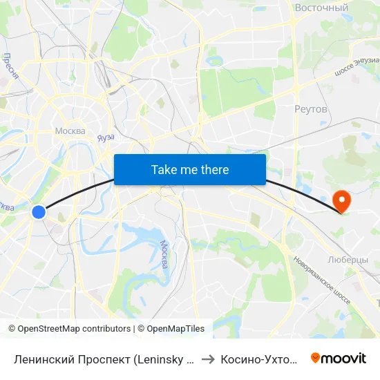 Ленинский Проспект (Leninsky Prospekt) to Косино-Ухтомский map