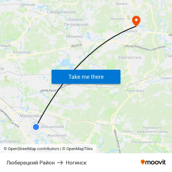 Люберецкий Район to Ногинск map
