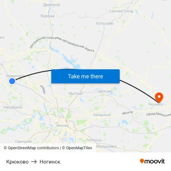 Крюково to Ногинск map
