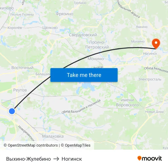 Выхино-Жулебино to Ногинск map