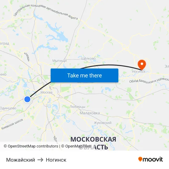 Можайский to Ногинск map