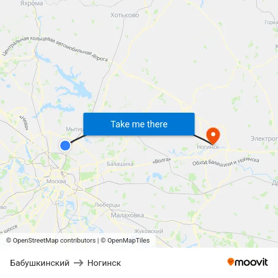 Бабушкинский to Ногинск map
