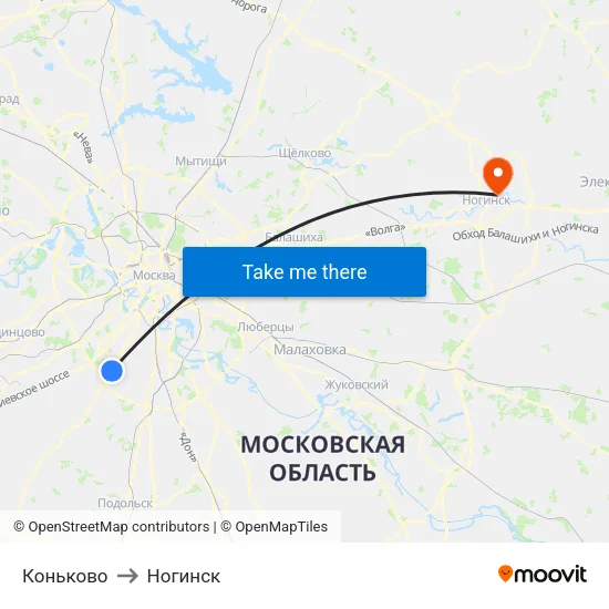 Коньково to Ногинск map