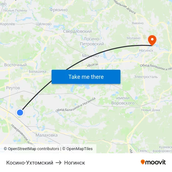 Косино-Ухтомский to Ногинск map