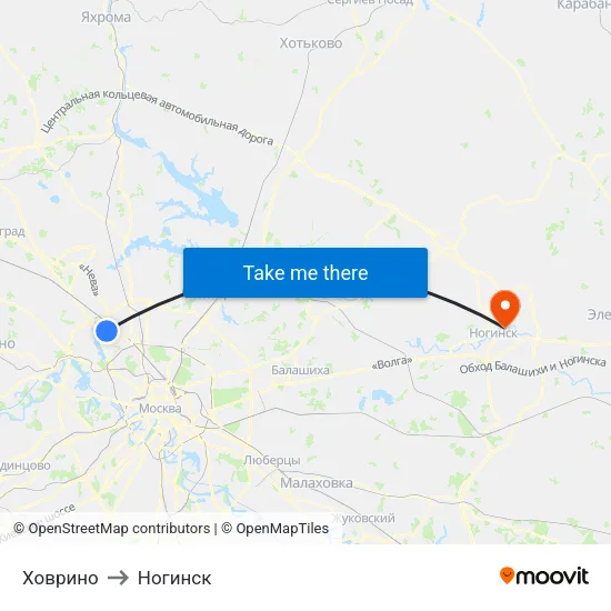 Ховрино to Ногинск map