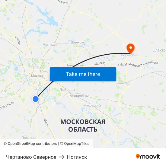 Чертаново Северное to Ногинск map