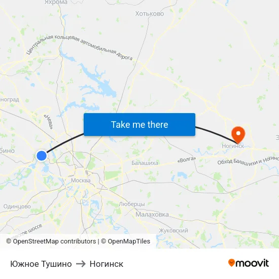Южное Тушино to Ногинск map
