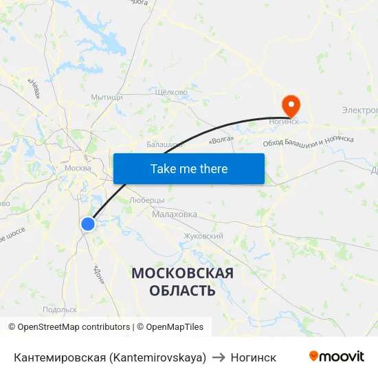 Кантемировская (Kantemirovskaya) to Ногинск map