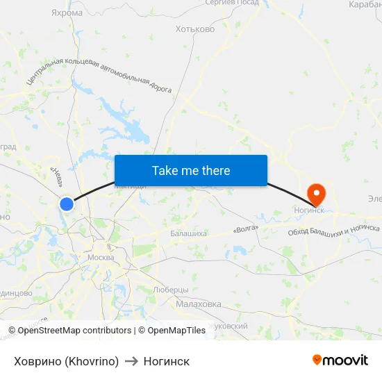 Ховрино (Khovrino) to Ногинск map