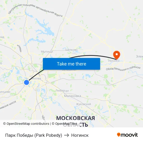 Парк Победы (Park Pobedy) to Ногинск map