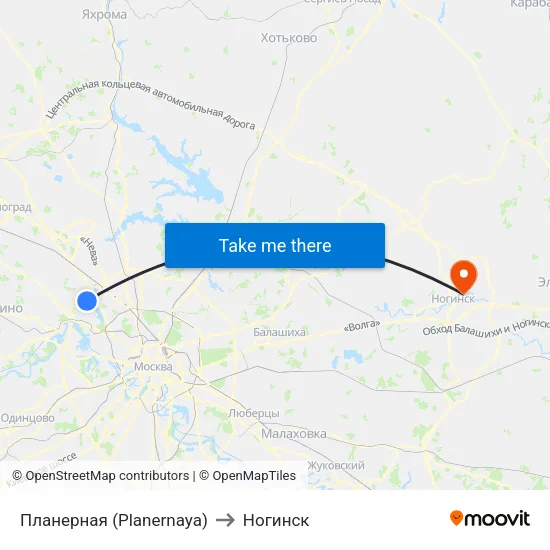 Планерная (Planernaya) to Ногинск map