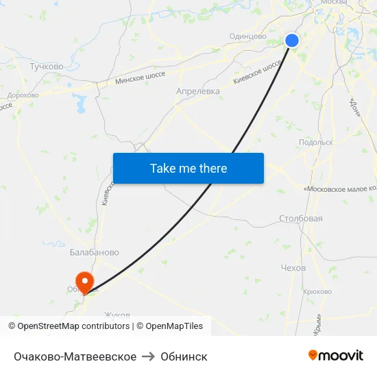 Очаково-Матвеевское to Обнинск map